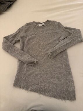 Intermix Distressed Cashmere-Wool Knit Sweater